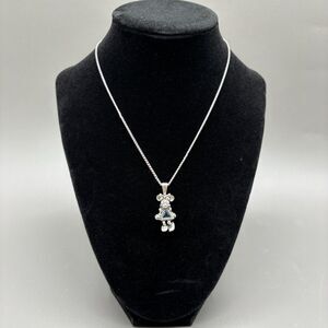 Disney Sterling Minnie Mouse Necklace March Birthstone Aquamarine 925 Silver